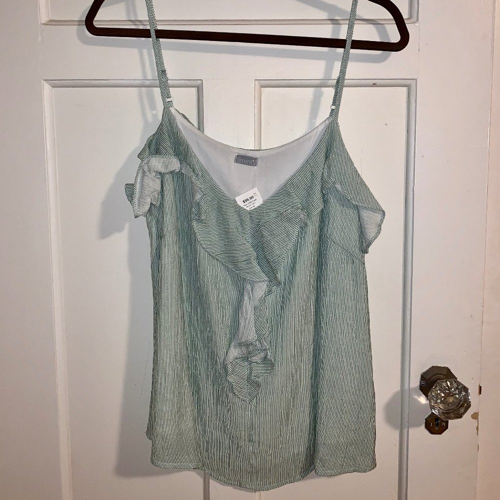 NWT Stripe Ruffle Tank